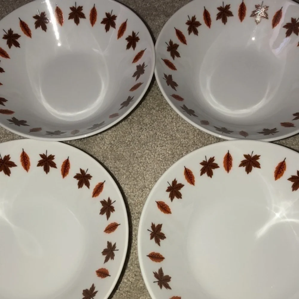 Vintage Harmony House Fine China Japan Bowl‎ Set (8) Leaf Fall Thanksgiving